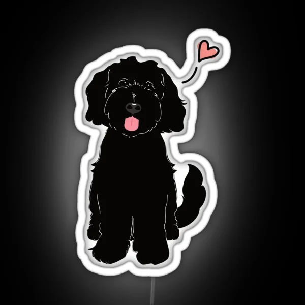 LOVE Black Goldendoodle Dog RGB Neon Sign