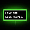 Beautiful inspirational home decor with neon love and faith message
