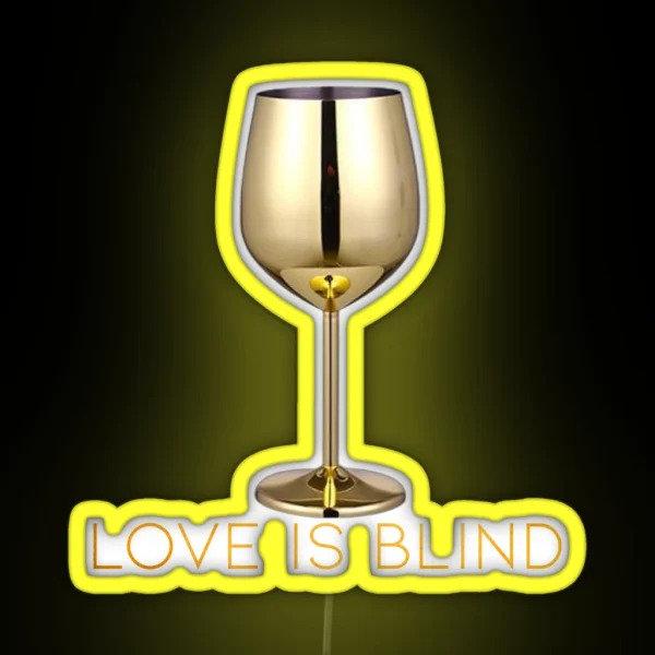 Love Is Blind Wine Glass Art RGB Neon Sign