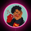 Neon Sign Displaying Coded Emotion of Superboy's Heartbeat in RGB Colors