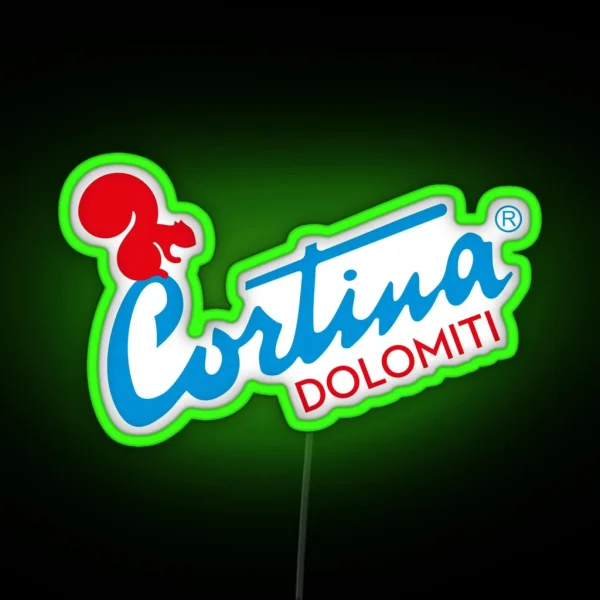 Love Italian Skiing Cortina Dolomiti Italia RGB Neon Sign