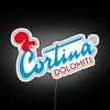 Cortina Dolomiti Italia inspired vintage style neon ski resort decor