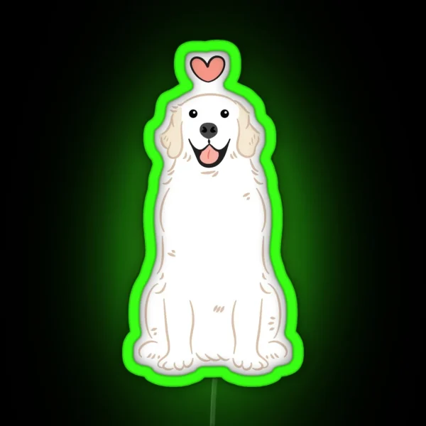 LOVE White Cream Golden Retriever Gray Background RGB Neon Sign