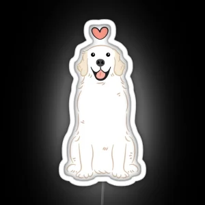 LOVE White Cream Golden Retriever Gray Background RGB Neon Sign