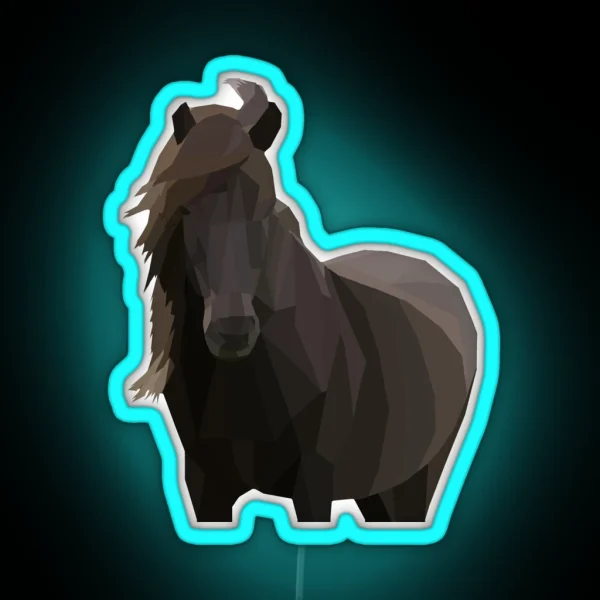 Low Poly Icelandic Horse RGB Neon Sign