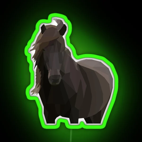 Low Poly Icelandic Horse RGB Neon Sign
