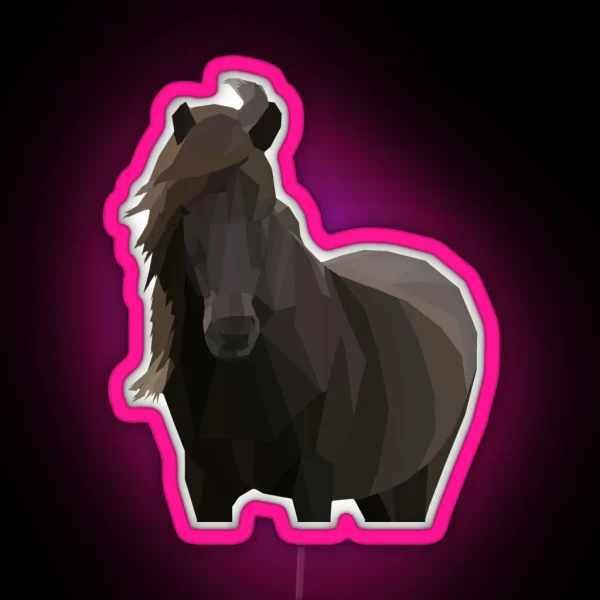 Low Poly Icelandic Horse RGB Neon Sign