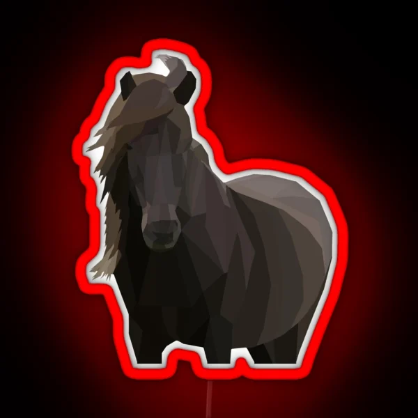Low Poly Icelandic Horse RGB Neon Sign