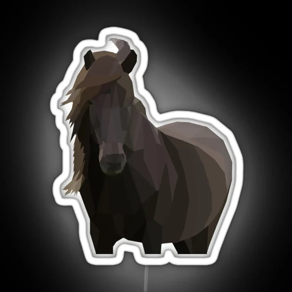 Low Poly Icelandic Horse RGB Neon Sign