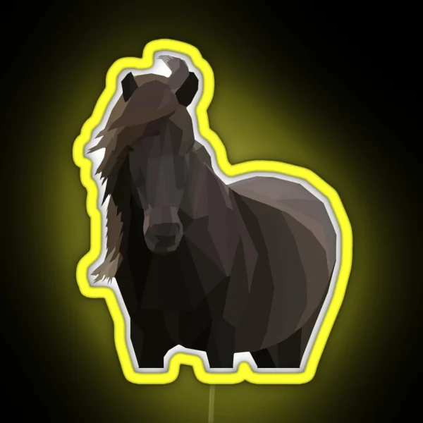 Low Poly Icelandic Horse RGB Neon Sign