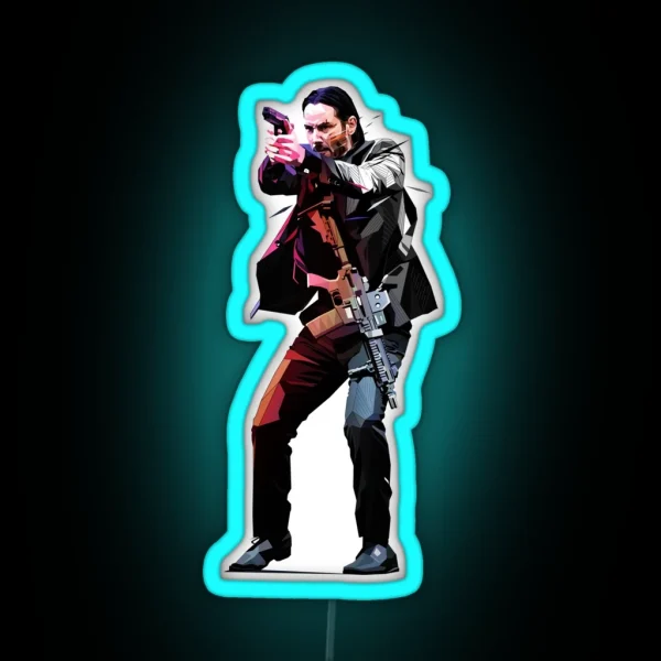Low Poly John Wick RGB Neon Sign