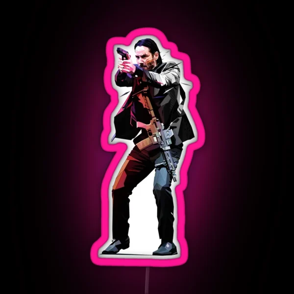 Low Poly John Wick RGB Neon Sign