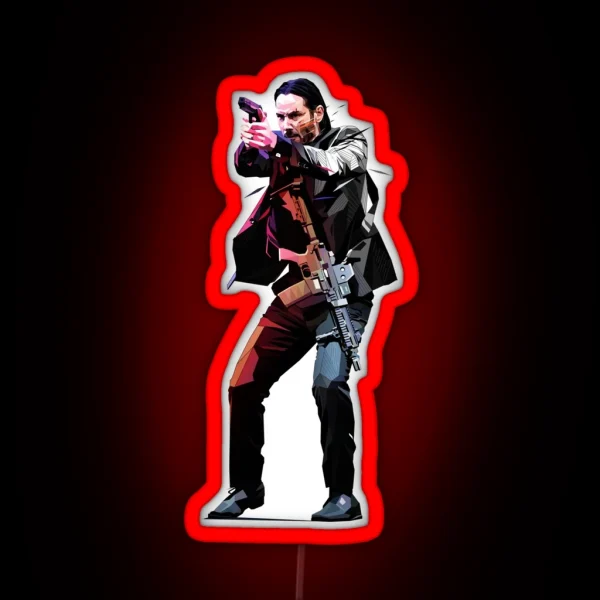 Low Poly John Wick RGB Neon Sign