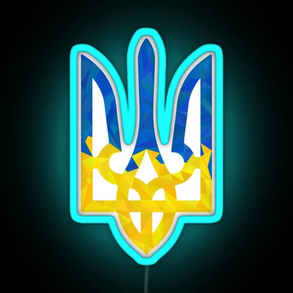 Low Polygonal Ukrainian Trident RGB Neon Sign