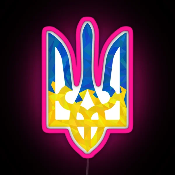 Low Polygonal Ukrainian Trident RGB Neon Sign