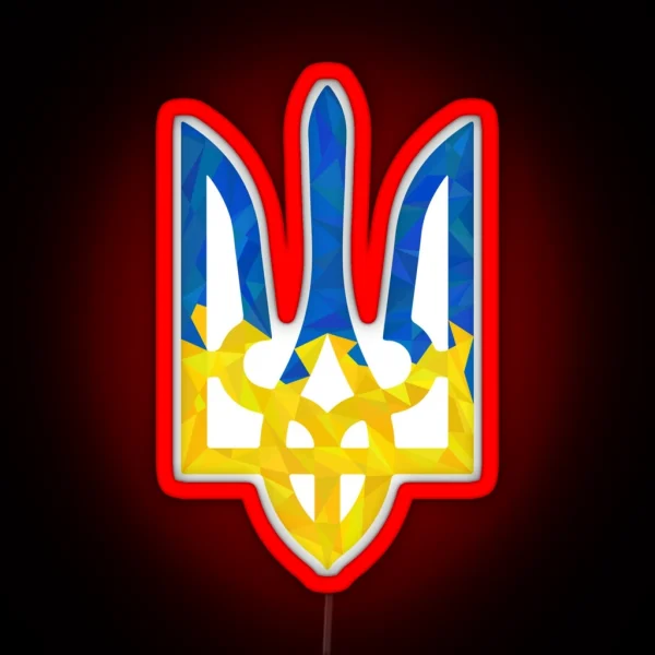 Low Polygonal Ukrainian Trident RGB Neon Sign