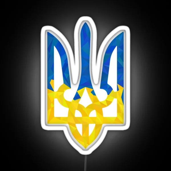 Low Polygonal Ukrainian Trident RGB Neon Sign