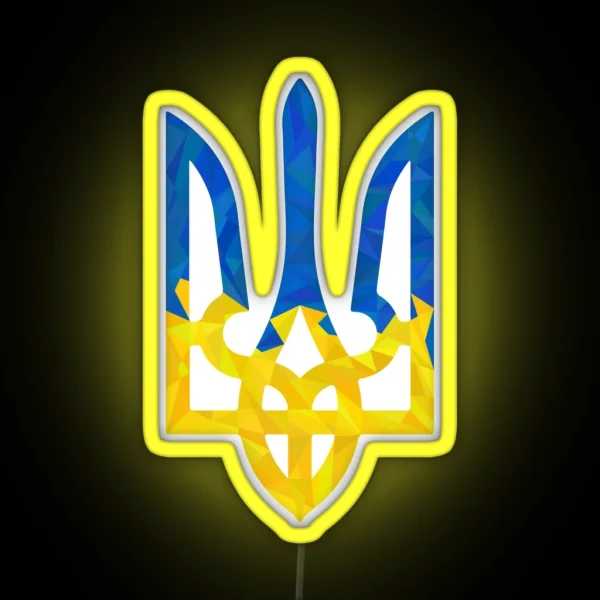 Low Polygonal Ukrainian Trident RGB Neon Sign