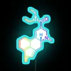 Neon psychedelic art decoration featuring iconic LSD molecule in colors.