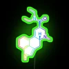 Vibrant RGB psychedelic neon sign featuring iconic LSD molecule design