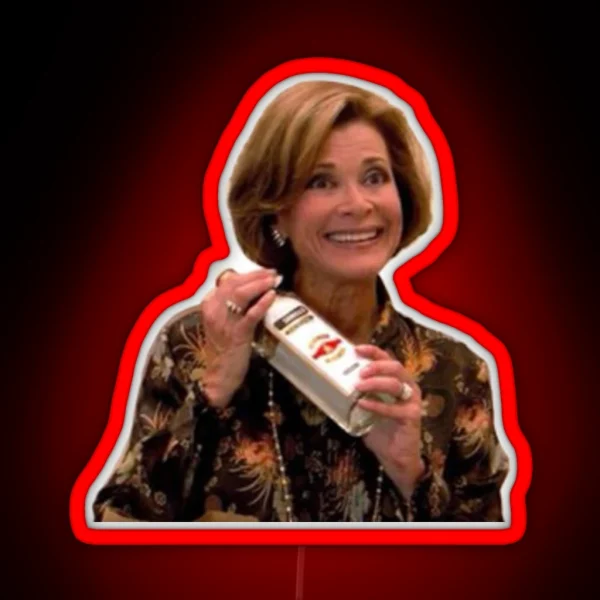 Lucille Bluth Smiling Holding Vodka RGB Neon Sign