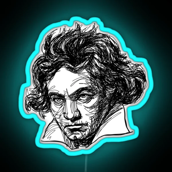 Ludwig Van Beethoven Line Drawing RGB Neon Sign