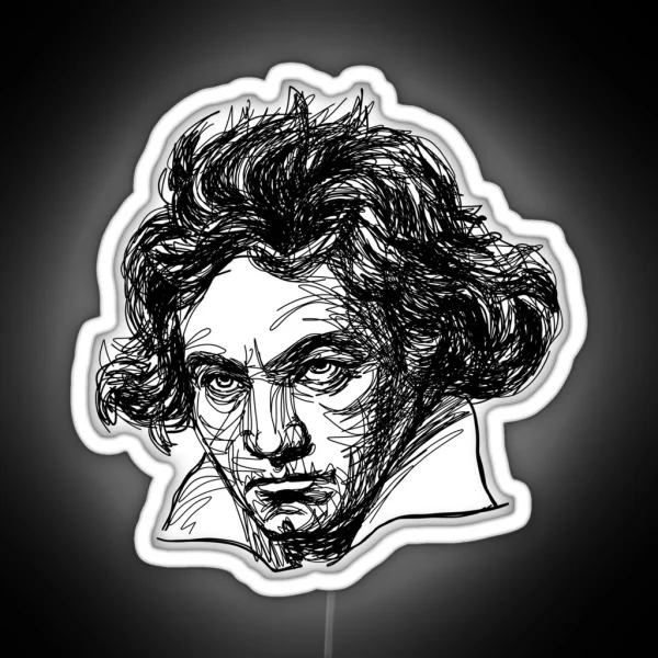 Ludwig Van Beethoven Line Drawing RGB Neon Sign