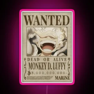 Luffy Gear 5 3 000 000 000 Wanted Poster One Piece Bounty 2023 Updated Price RGB Neon Sign