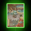 Japanese Anime-Inspired Neon Sign Featuring Luffy vs Kaido Battle Scene