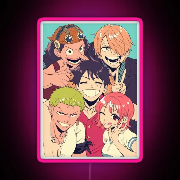 Luffy With Old Nakama S RGB Neon Sign