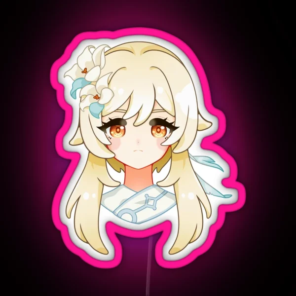 Lumine Abyss Genshin Impact White Edge RGB Neon Sign