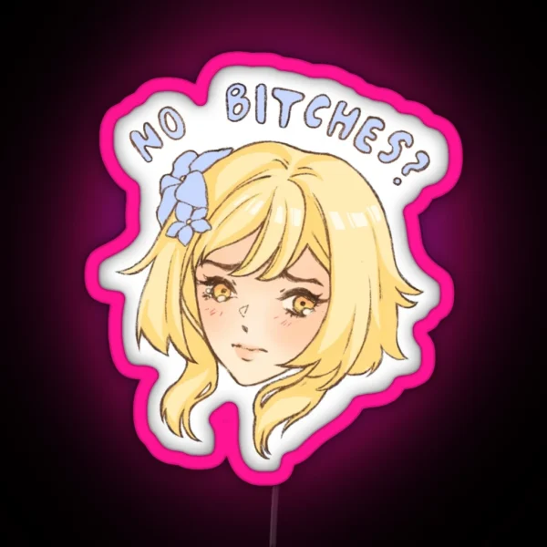 Lumine Genshin Impact No Bitches Meme RGB Neon Sign