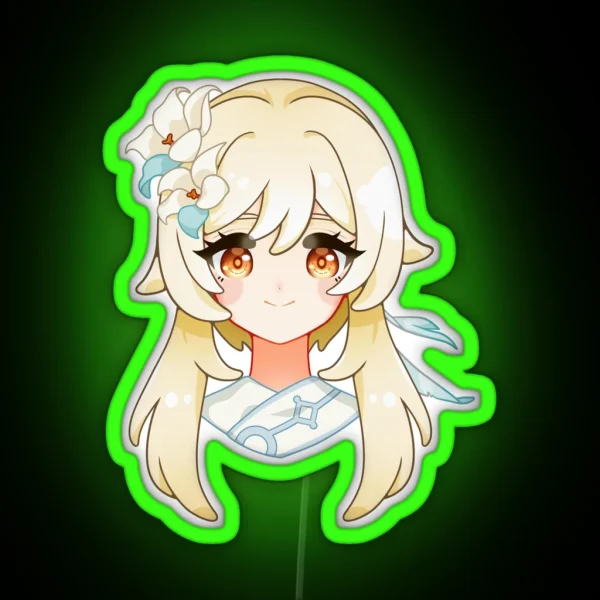 Lumine Traveler Genshin Impact Gray RGB Neon Sign