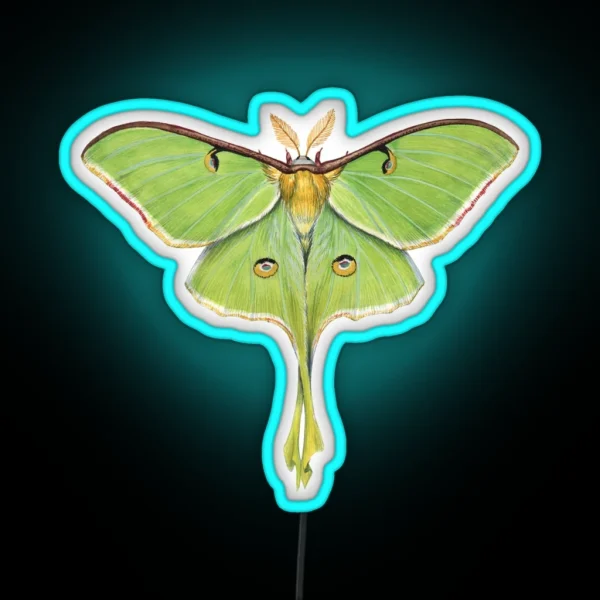 Luna Moth Actias Luna II RGB Neon Sign