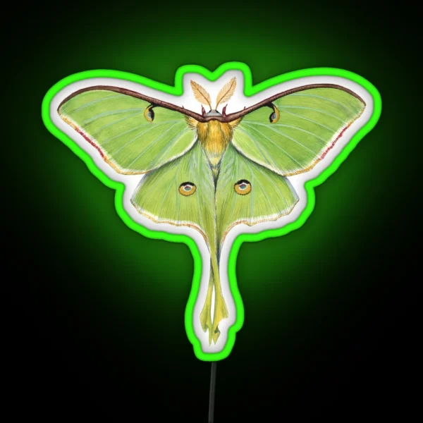 Luna Moth Actias Luna II RGB Neon Sign