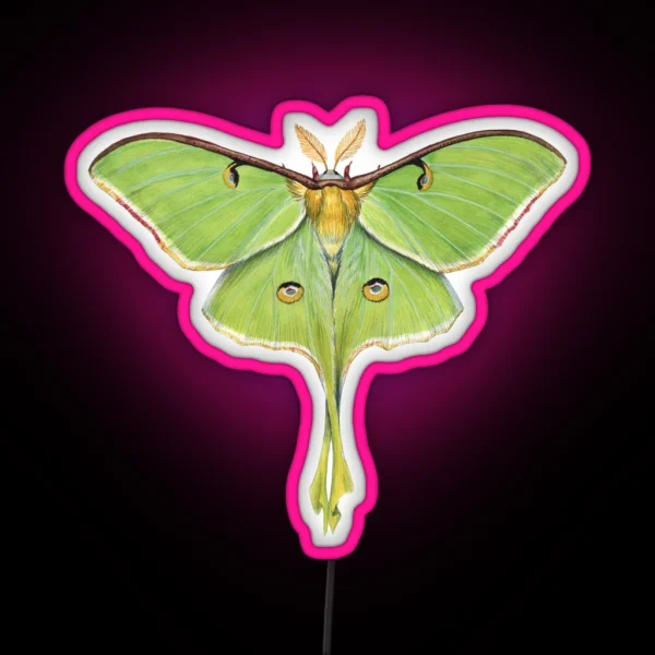 Luna Moth Actias Luna II RGB Neon Sign