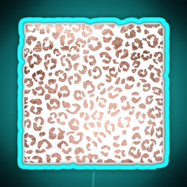 Luxurious Hand Drawn Rose Gold Leopard Print RGB Neon Sign
