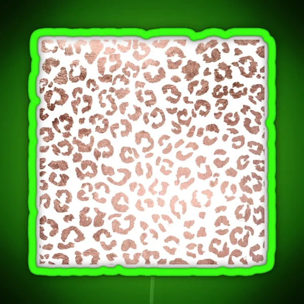 Luxurious Hand Drawn Rose Gold Leopard Print RGB Neon Sign