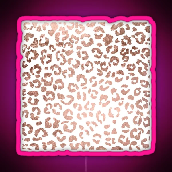 Luxurious Hand Drawn Rose Gold Leopard Print RGB Neon Sign