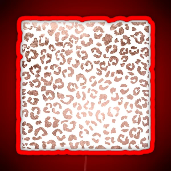 Luxurious Hand Drawn Rose Gold Leopard Print RGB Neon Sign
