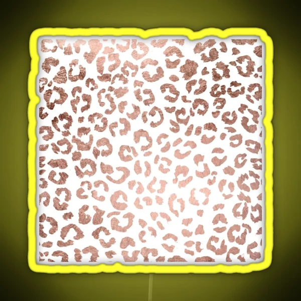 Luxurious Hand Drawn Rose Gold Leopard Print RGB Neon Sign