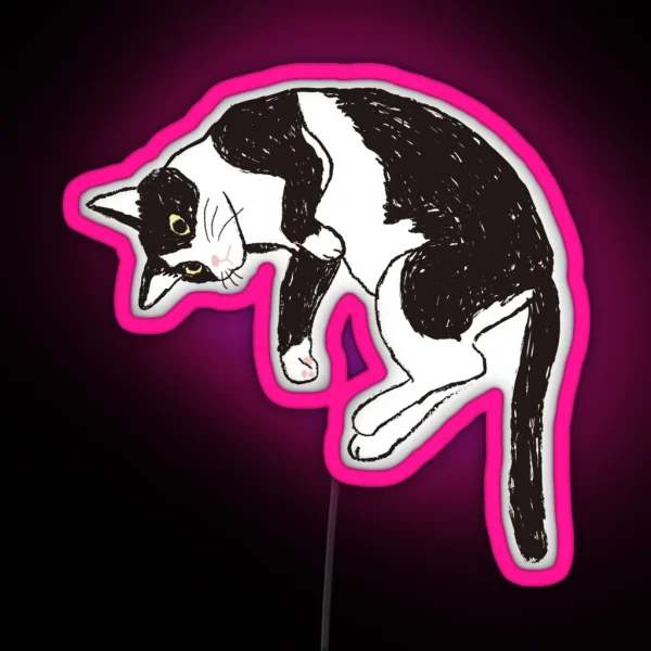 Lying Tuxedo Cat RGB Neon Sign