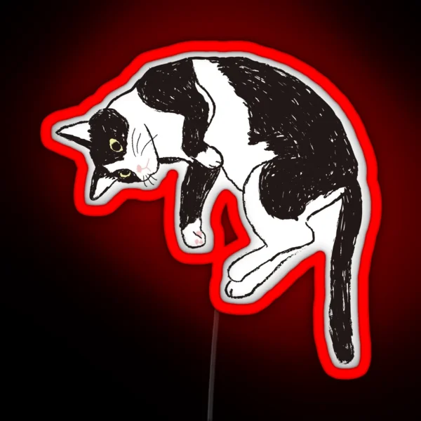 Lying Tuxedo Cat RGB Neon Sign