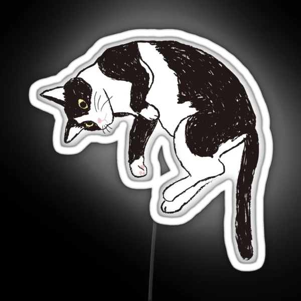 Lying Tuxedo Cat RGB Neon Sign