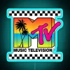 Vintage MTV logo in vibrant colorful RGB electric neon light