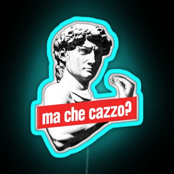 Ma Che Cazzo Funny David Sculptur With Talking Hand RGB Neon Sign
