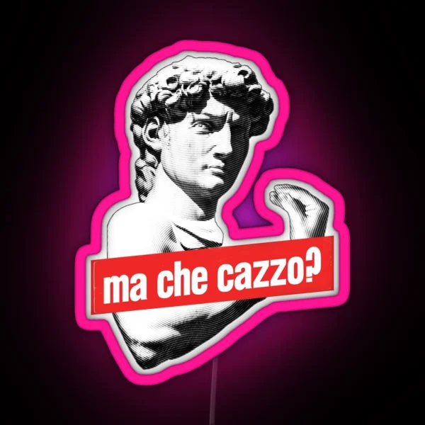 Ma Che Cazzo Funny David Sculptur With Talking Hand RGB Neon Sign