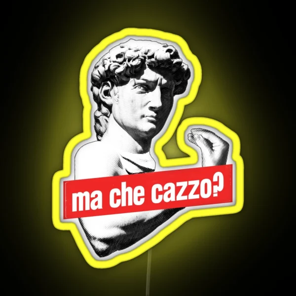 Ma Che Cazzo Funny David Sculptur With Talking Hand RGB Neon Sign