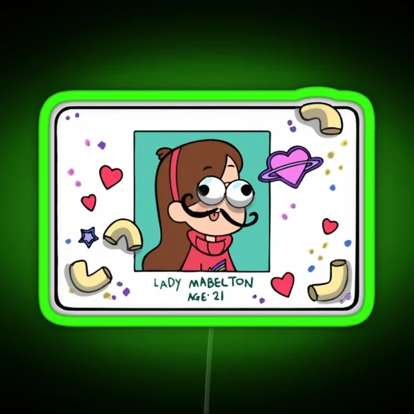 Mabel Pines Lady Mabelton Fake ID Card Replica RGB Neon Sign