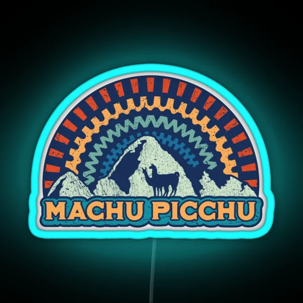 Machu Picchu Retro Inca Peru RGB Neon Sign